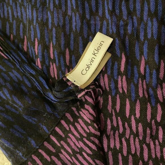 Calvin Klein Black, Purple & Blue Dot Patterned Lightweight Infinity Loop Scarf - Picture 7 of 7